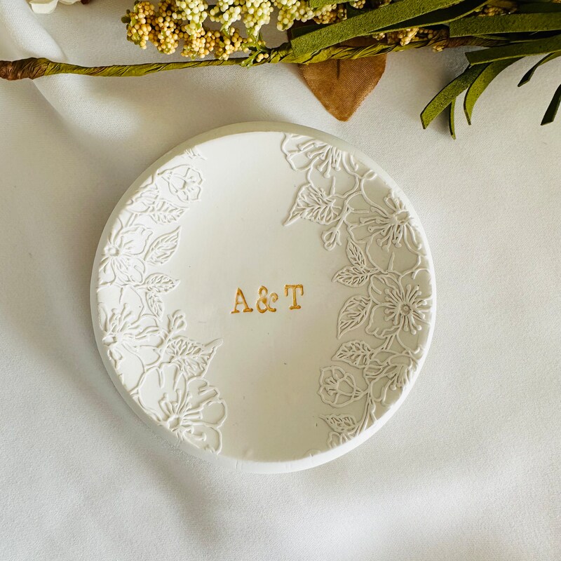 Personalized jewelry dish embossed ring dish custom wedding
